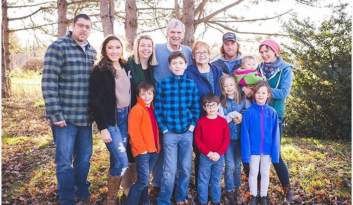 : Back row, L to R: Jeff, Eva and McCrae Martino; McCrae’s parents, Jim and Dorothy Holliday; Chris, Gracie and Brye Rhodes. Front row, L to R: Jax Martino, Cian Dignam, Kellan Martino, Grainne Dignam and Tallulah Rhodes.