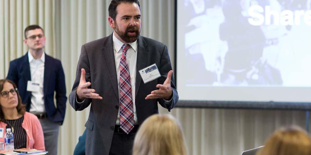 Phil Koch, executive director of CFWC leads a donor education event at the Foundation.